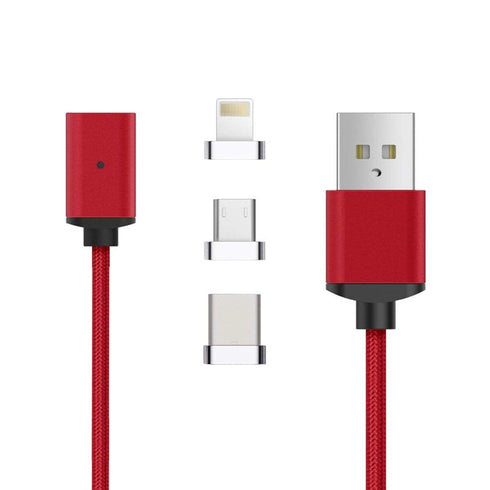 AussieSuperStore Homeware Supplies 3 in 1(Micro USB + 8 Pin Lightning USB + USB Type C Magnetic Data)Charger Cable Red 3in1(Micro USB+8Pin Lightning USB+USB TypeC Magnetic Data)Charger Cable CB3IN1MEGCBLRED